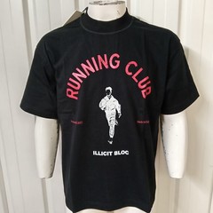 Illicit Bloc Running Club T-Shirt Black Small/Large 300GSM 100% Cotton Boxy Fit