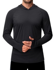 UPF50+ Mens Sun Block Hoodie Long Sleeve Skin Protection Sun Shirts Fishing Tops