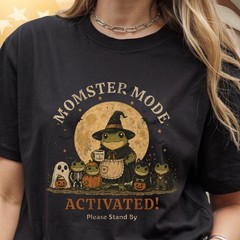 Halloween Mom Shirt Momster Mode Activated Cute Spooky Season Graphic Tee