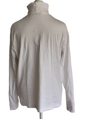 Mens Murano Liquid Luxury Long Sleeve Turtle Neck White Cotton Pullover Shirt L