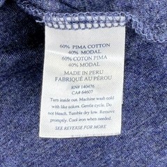 Faherty Cloud Cotton Henley Men Large Blue Heather Pima Cotton Peru Long Sleeve