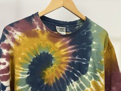 VTG Tie Dye Spiral Worn Cotton Touch of Gold Blank Distressed T-Shirt Size XL