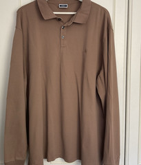 Charles Tyrwhitt Long Sleeve Polo Shirt Mens Size 2XL Light Brown Cotton Jersey