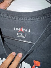 Jordan Nike Air Graphic Logo Print Black Crew Neck Short Sleeve T-Shirt Men M