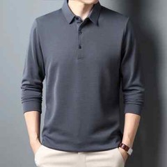 Men’s Long Sleeve Polo Shirt Business Casual Anti-Wrinkle Top Summer Spring