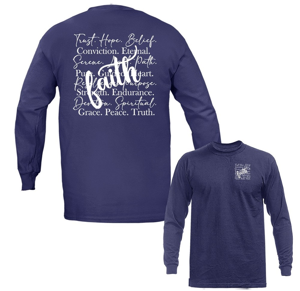 Faith Word Collage Christian Inspirational Religious Long Sleeve T-Shirt