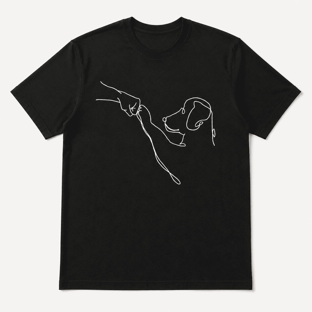 Man’s Best Friend Fist Bump Graphic Tee – Minimalist Dog Lover Line Art T-Shirt