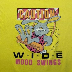 Vintage 80s 1989 Caution Bunny Wide Mood Swings Cartoon Funny Shirt USA Size XL