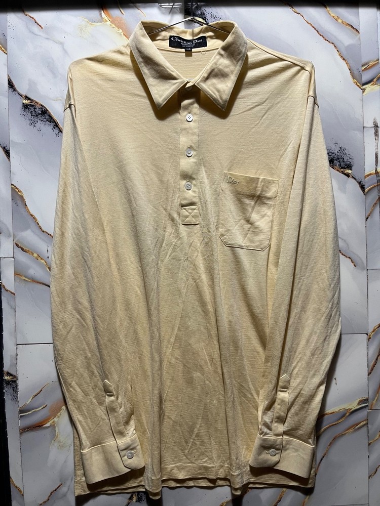 Vintage Christian Dior Monsieur Polo T-Shirt Long Sleeve single stitch Size. L