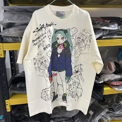 Cyberpunk Edgerunners Rebecca Distressed White Heavy Cotton T-Shirt 330gsm