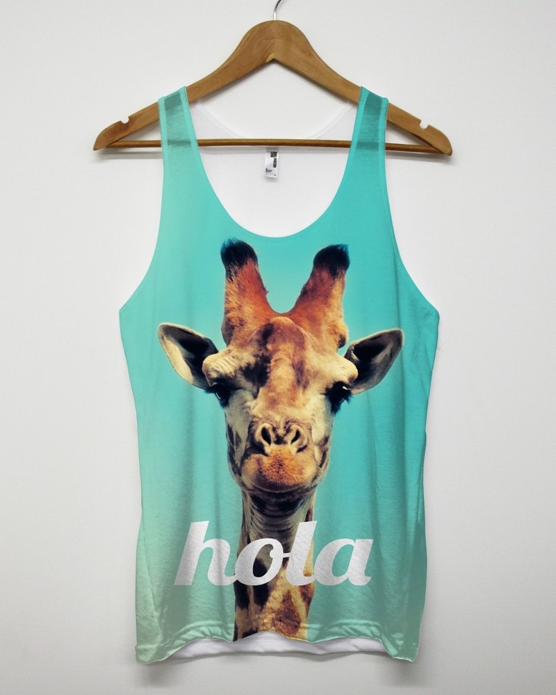 HOLA GIRAFFE ALL OVER PRINT VEST FUNNY STREET APPAREL MEN WOMEN HOLIDAY SUMMER