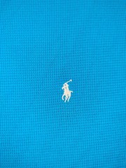 Polo Ralph Lauren Shirt Mens Medium Blue Waffle Knit Pony Logo Preppy Minimalist