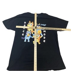 Bluey Dance Mode T-Shirt XL Black Bingo Chilli Bandit Cartoon Graphic Tee