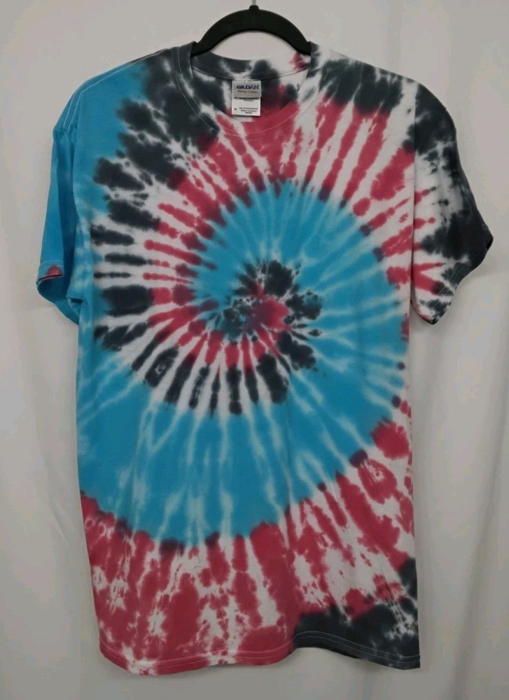 New Tie Dye Men’s Medium T-Shirt Red Blue Multicolor Summer Swirl Spiral
