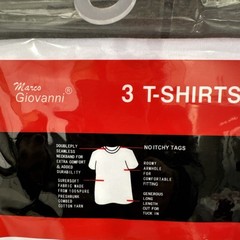 Marco Giovanni Mens 3 Pack Undershirt T-Shirts 100% Cotton American Fit S:Small