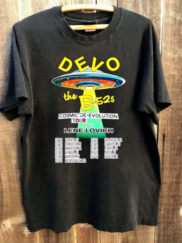 SALE 30% Devo The B-52’s Cosmic De-Evolution Tour 2025 short sleeve black shirt
