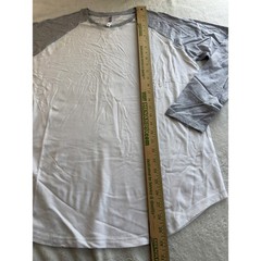 Royal Avalon Sport Mens XL Baseball White Gray Raglan Long Sleeve Cotton Shirt