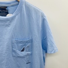 Nautica Mens Large Classic-Fit Solid Crew Neck Pocket T-Shirt in Blue FLAW 1333