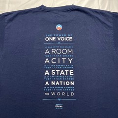 2008 Barack Obama Presidential Campaign T Shirt Mens L One Voice Double Sided