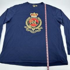 Polo Ralph Lauren Shirt Men’s XL Navy Blue Crest Logo Custom Slim Fit Crew Neck