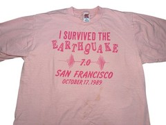 I Survived 7.0 Earthquake San Francisco 1989 Earthquake T-Shirt. Sz L Pink