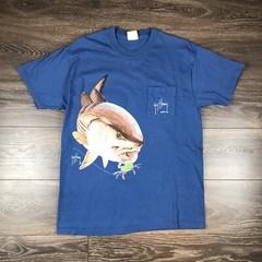 Guy Harvey Original Vintage Pocket T-Shirt Size Large Blue Fishing Shirt