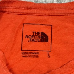 The North Face T-Shirt Mens L Orange Crew Neck Short Sleeve Tagless Back Logo