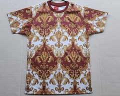 Victorious Los Angeles Rhinestone Baroque T-Shirt – Burgundy Gold – Size: Small