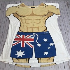 Vintage Hoxley Australia Muscle Man Beach Body Graphic T Shirt Buff Hunk Large