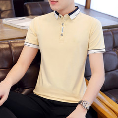 BROWON 2023 New Arrival Summer T-shirt Men Short Sleeve Slim Turn-down Collar