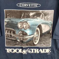 Vintage Corvette Shirt Mens XL Blue Tools Trade Graphic Classic Car Muscle 90s