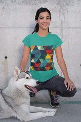 Geometric Retro Triangle Pattern T-Shirt | Abstract Colorful Design