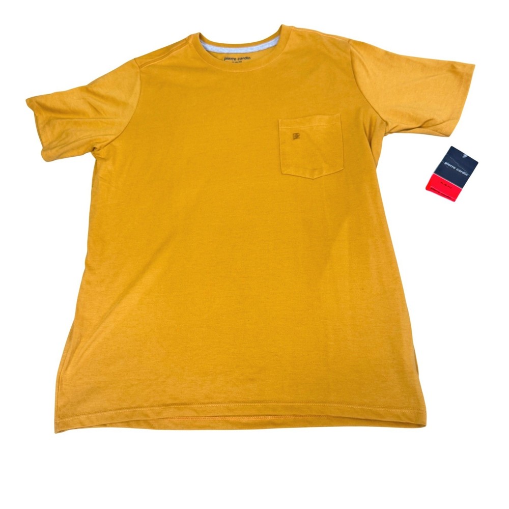 Pierre Cardin T-Shirt Mens Size M Slim Fit Pocket Short Sleeve Mustard Yellow