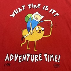 2011 Adventure Time Shirt Size L Cartoon Network Red What Time Is It Finn Jake