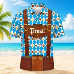 Mens Oktoberfest Lederhosen Polo German Bavarian Beer Costume Prost Shirt(S-5XL)