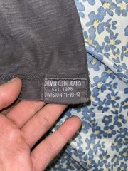 Calvin Klein Jeans Short Sleeve V-Neck Collared Shirt Dark Gray Speckle