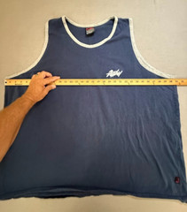 Vintage FUBU Sports Shirt Adult 3X Blue Sleeveless Logo Pullover Tank Mens.