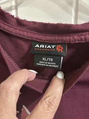 Ariat FR Men’s XL/TG Burgundy Crewneck Long Sleeve Skull Graphic Logo T-Shirt