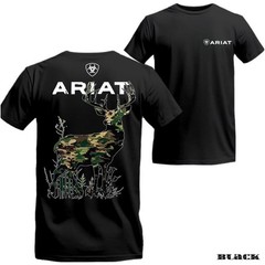 Ariat Hunting T-Shirt – Camo Deer Print, Western Outdoor Vibes, Comfortable Fit