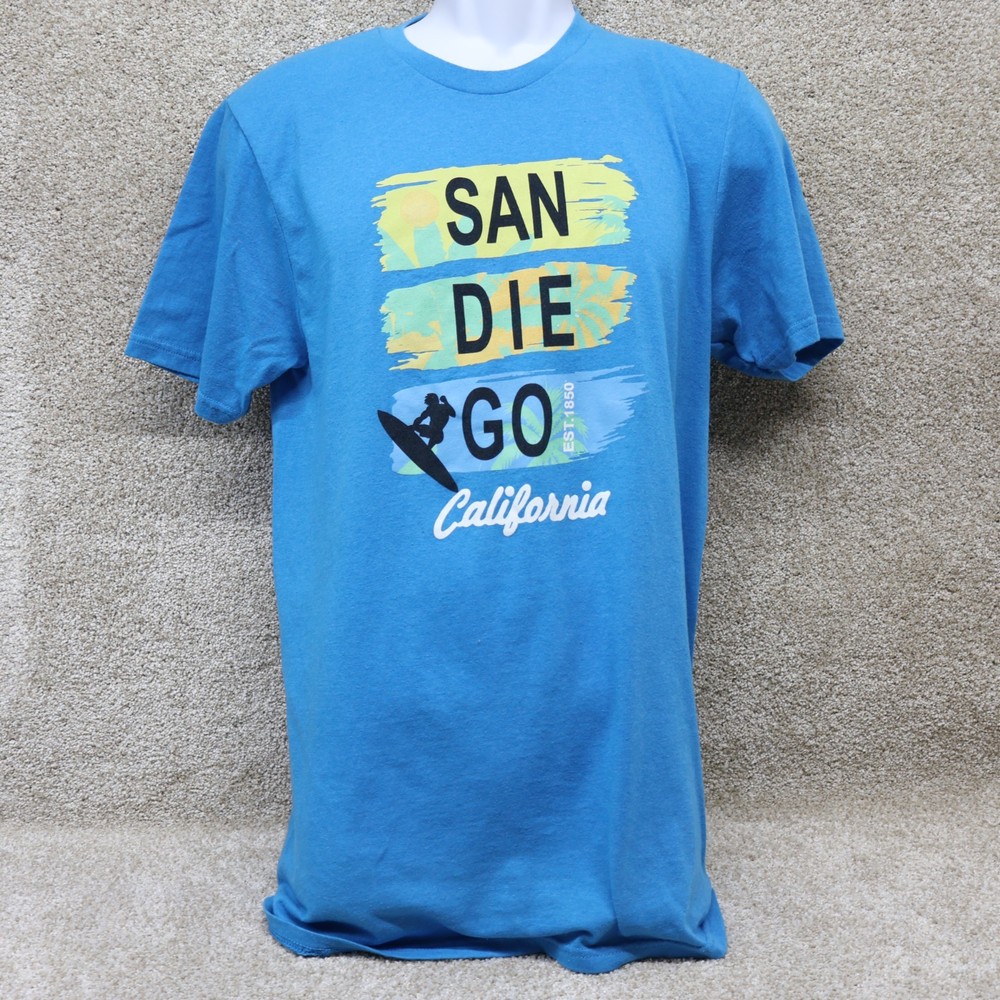 District San Diego California Surf Graphic T-Shirt Blue Size M