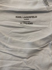 Karl Lagerfeld Paris Men’s Flat Head With Dog Short-Sleeve T-Shirt White Size XL