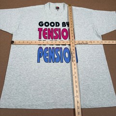 Vintage Goodbye Tension Hello Pension T-Shirt Funny Retirement XL 90s
