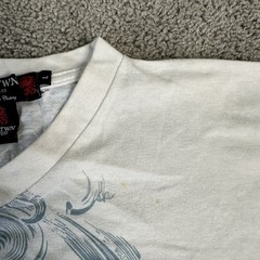 DWNTWN Express Shirt Mens Large White Blue Graphic Ascendance Luster Tattoo Tee