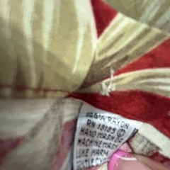 Pierre Cardin Casual floral. Red and Cream Button Down Shirt. 100% Rayon .