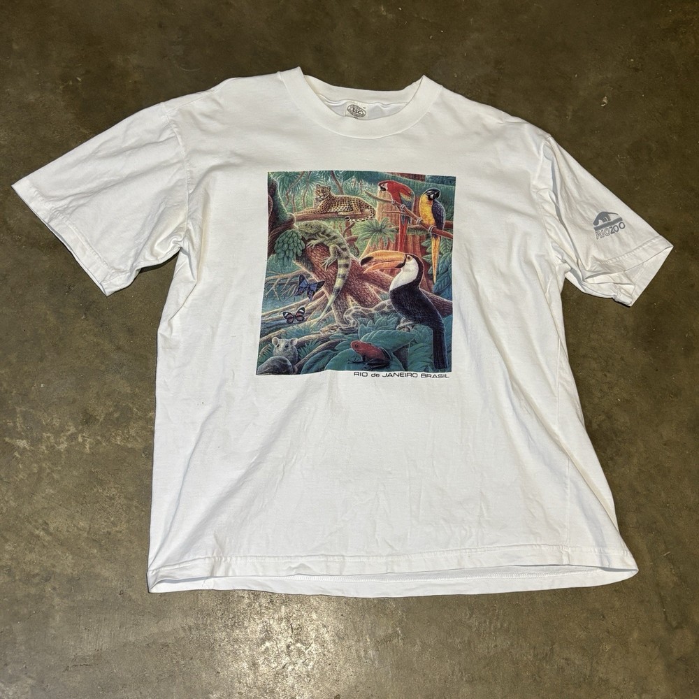 Vintage Rio Zoo Janeiro Brasil Nature Rainforest Ecological ESC T Shirt M White