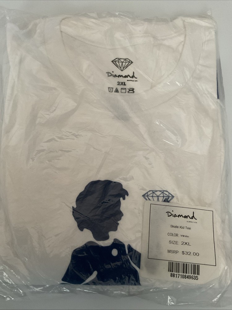 Diamond Supply Co Skate Kid Tee 2XL White Deadstock New In Bag