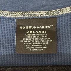 No Boundaries Y2K Thermal Shirt Mens 2XL Blue Long Sleeve Grunge Skater 2000’s