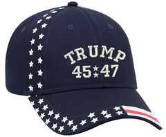 Trump 45/47 Embroidered One Size Fits All Structured US Flag Hat