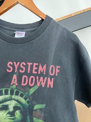 Vintage 2004 System of a Down Sad Statue of Liberty Faded Black T-shirt Sz L