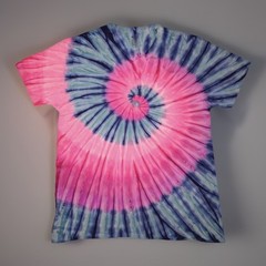 *New* 3XL & 4XL Handmade Tie Dye, Pink Blue Spiral, Crew or V-Neck